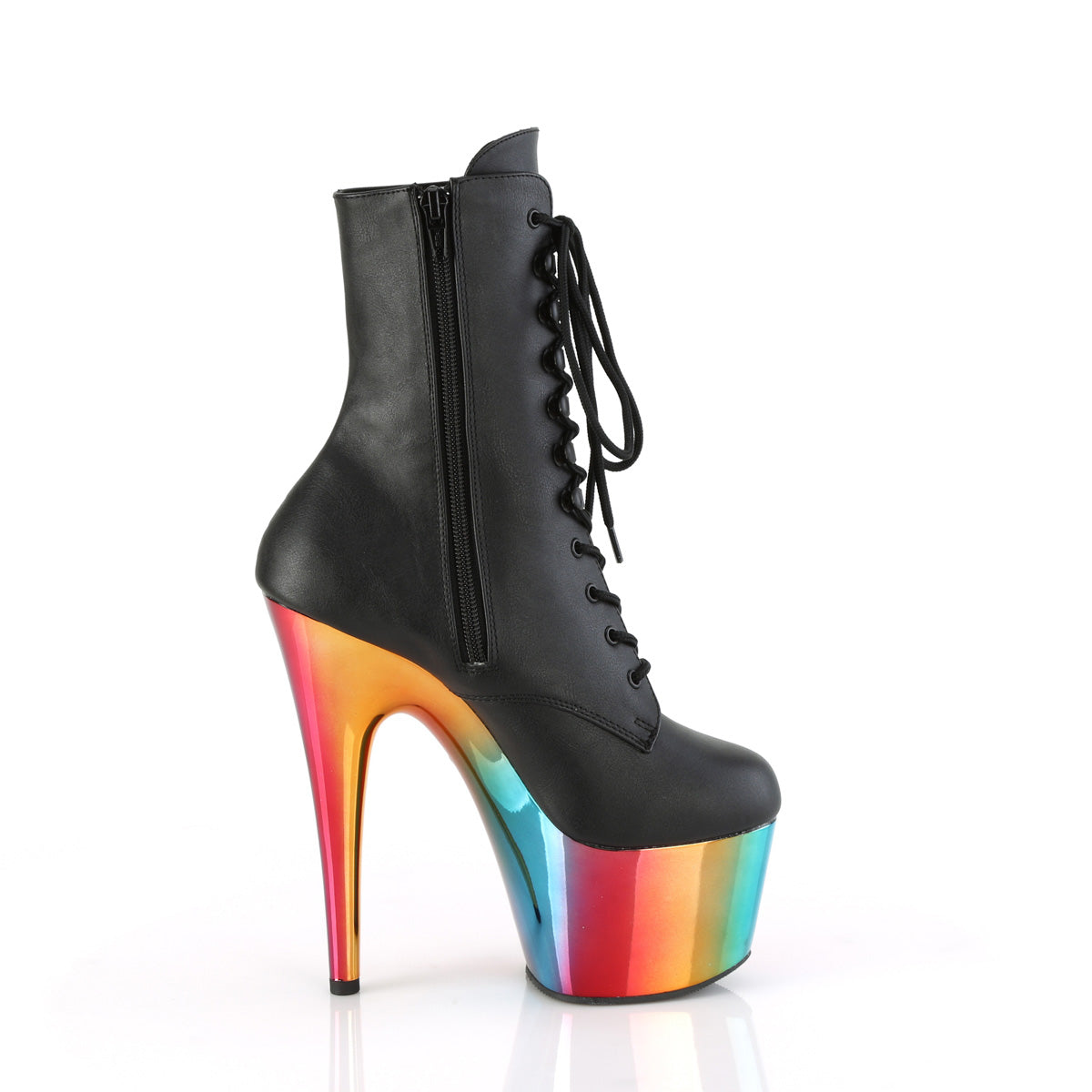 Pleaser  Ankle Boots ADORE-1020RC Blk Faux Leather/Rainbow Chrome
