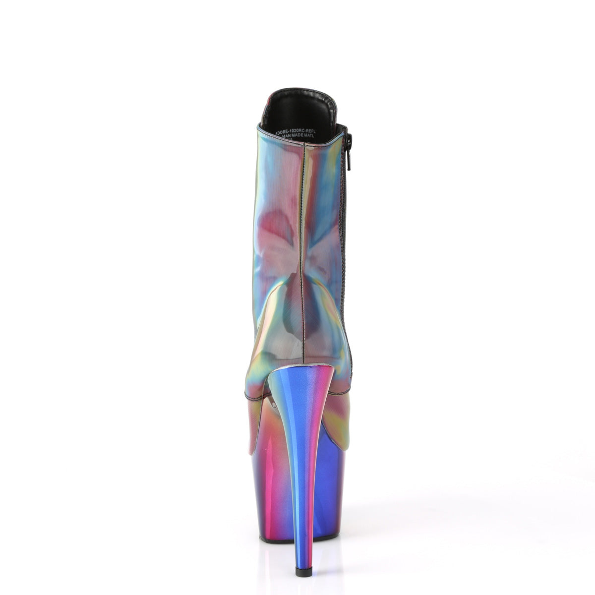 Pleaser Womens Ankle Boots ADORE-1020RC-REFL Rainbow Reflective/Rainbow Chrome