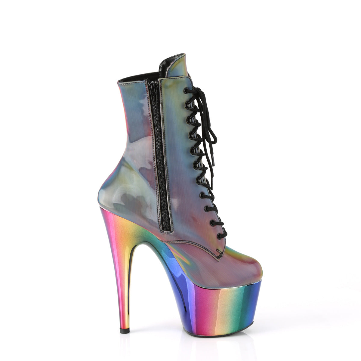 Pleaser Womens Ankle Boots ADORE-1020RC-REFL Rainbow Reflective/Rainbow Chrome