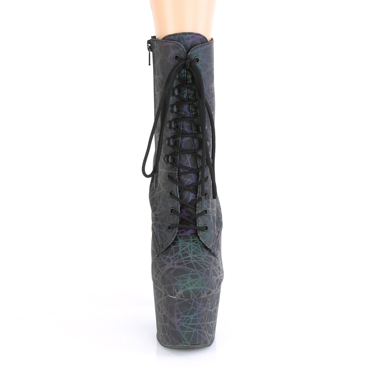 Pleaser Womens Ankle Boots ADORE-1020REFL Green-Purple Refl./Green-Purple Refl.