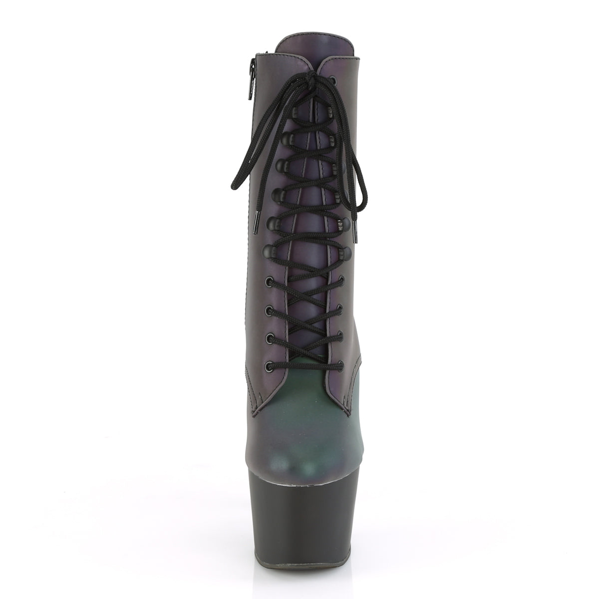 Pleaser Womens Ankle Boots ADORE-1020REFL Green Multi Reflective/Blk Matte