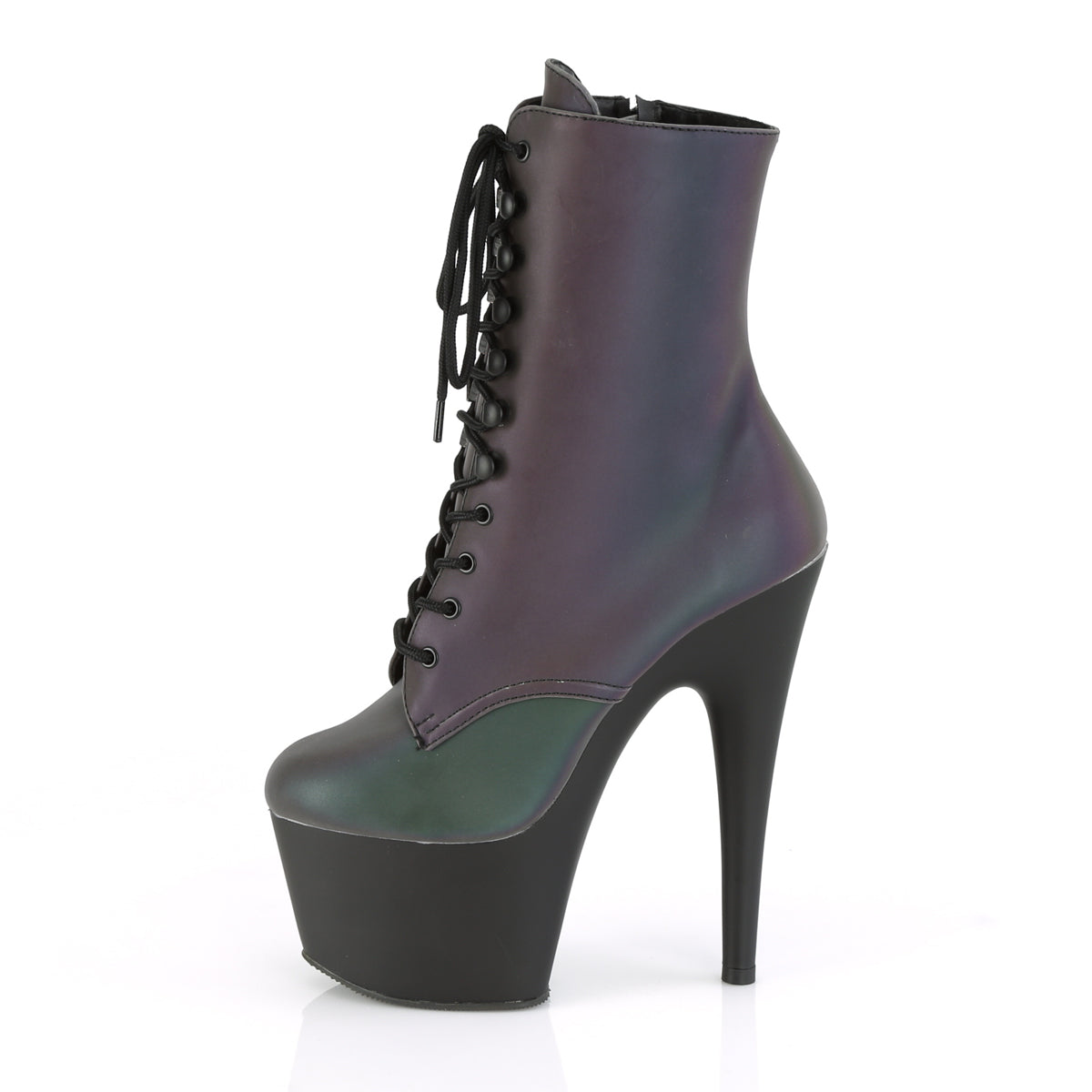 Pleaser Womens Ankle Boots ADORE-1020REFL Green Multi Reflective/Blk Matte
