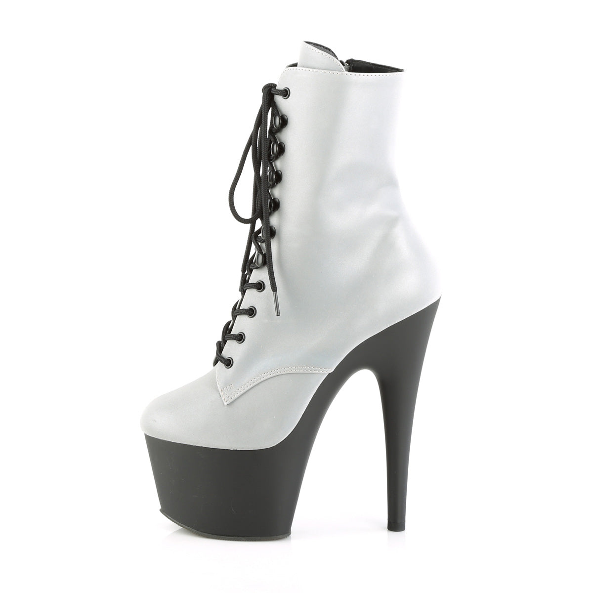 Pleaser Womens Ankle Boots ADORE-1020REFL Slv Reflective/Blk Matte