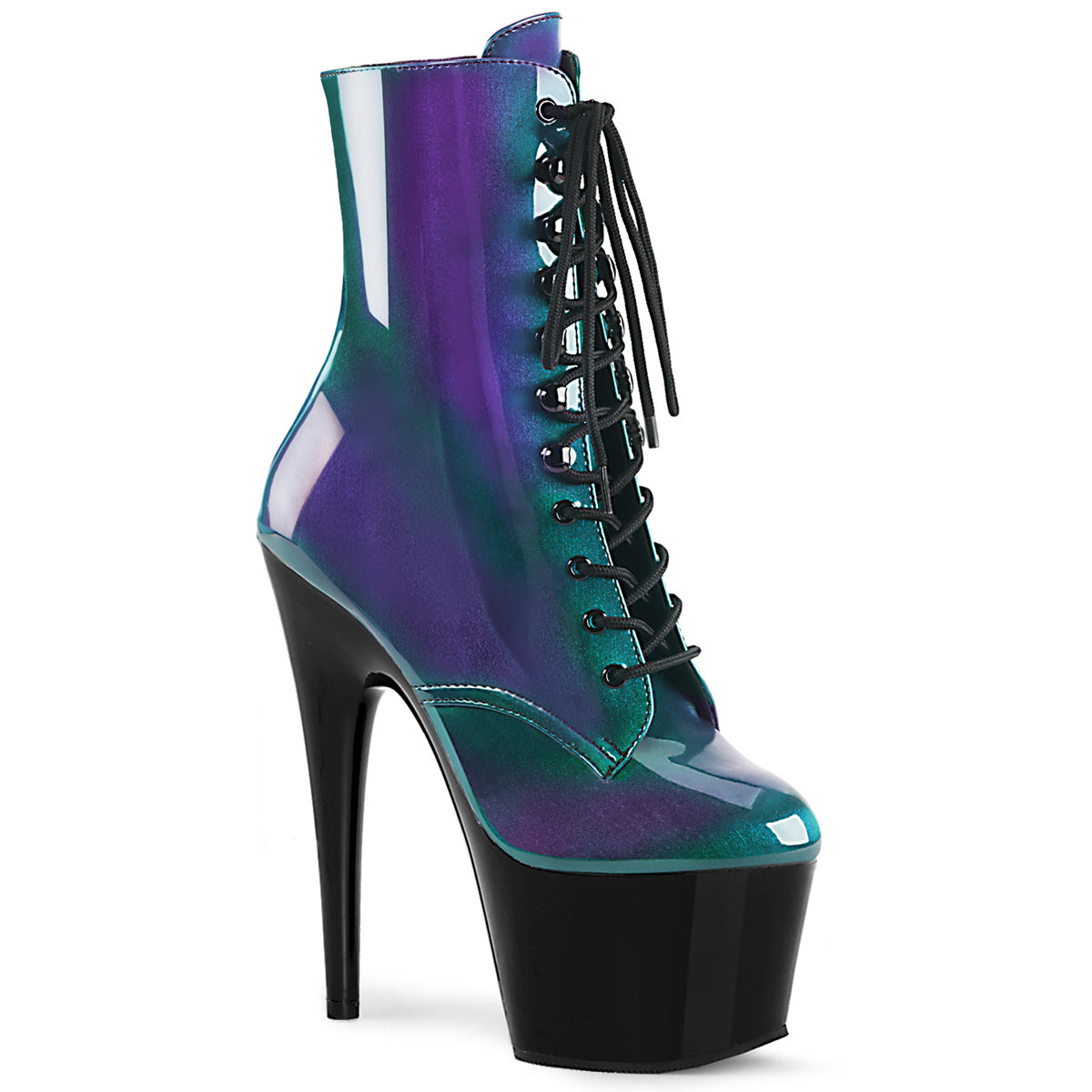 Pleaser Womens Ankle Boots ADORE-1020SHG Purple-Green/Blk