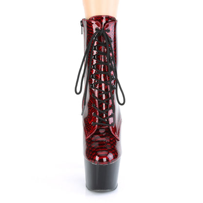 Pleaser Womens Ankle Boots ADORE-1020SP Red Snake Print Pat/Blk