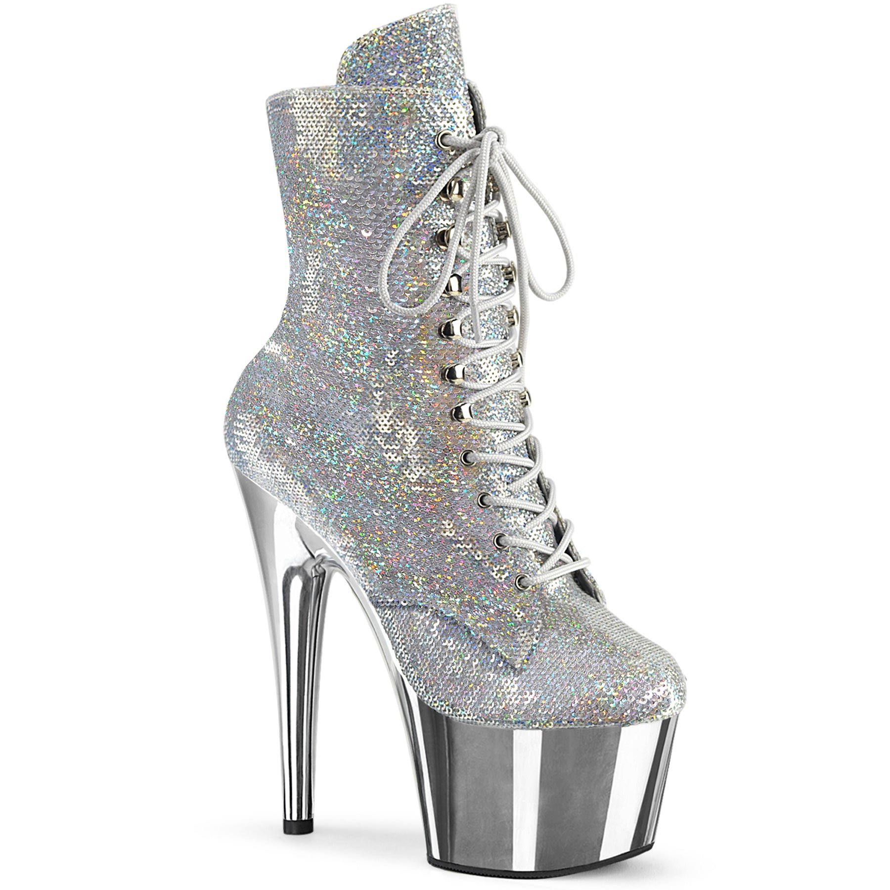 Pleaser   ADORE-1020SQ-02 Slv Holo Sequins/Slv Chrome