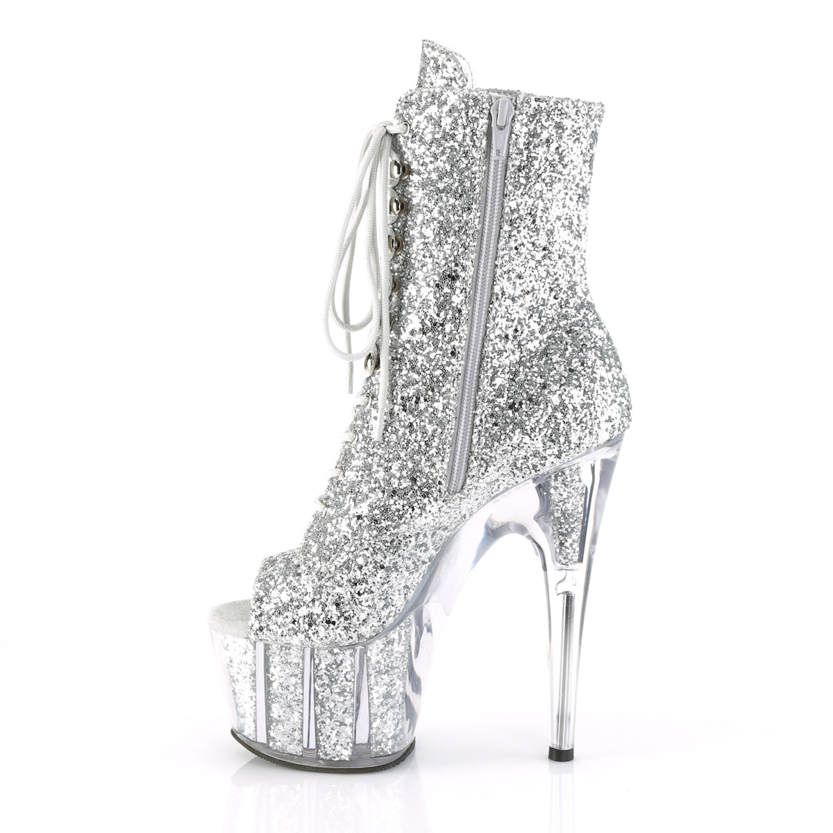 Pleaser Womens Ankle Boots ADORE-1021G Slv Glitter/Slv Gliteer