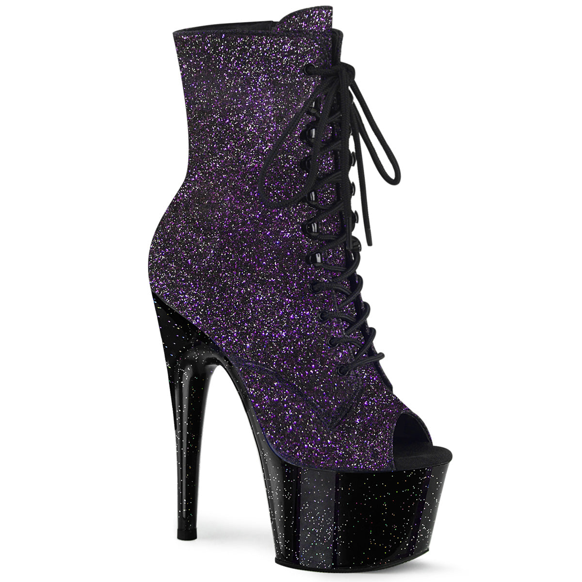 Pleaser Womens Ankle Boots ADORE-1021MG Purple Glitter/Blk