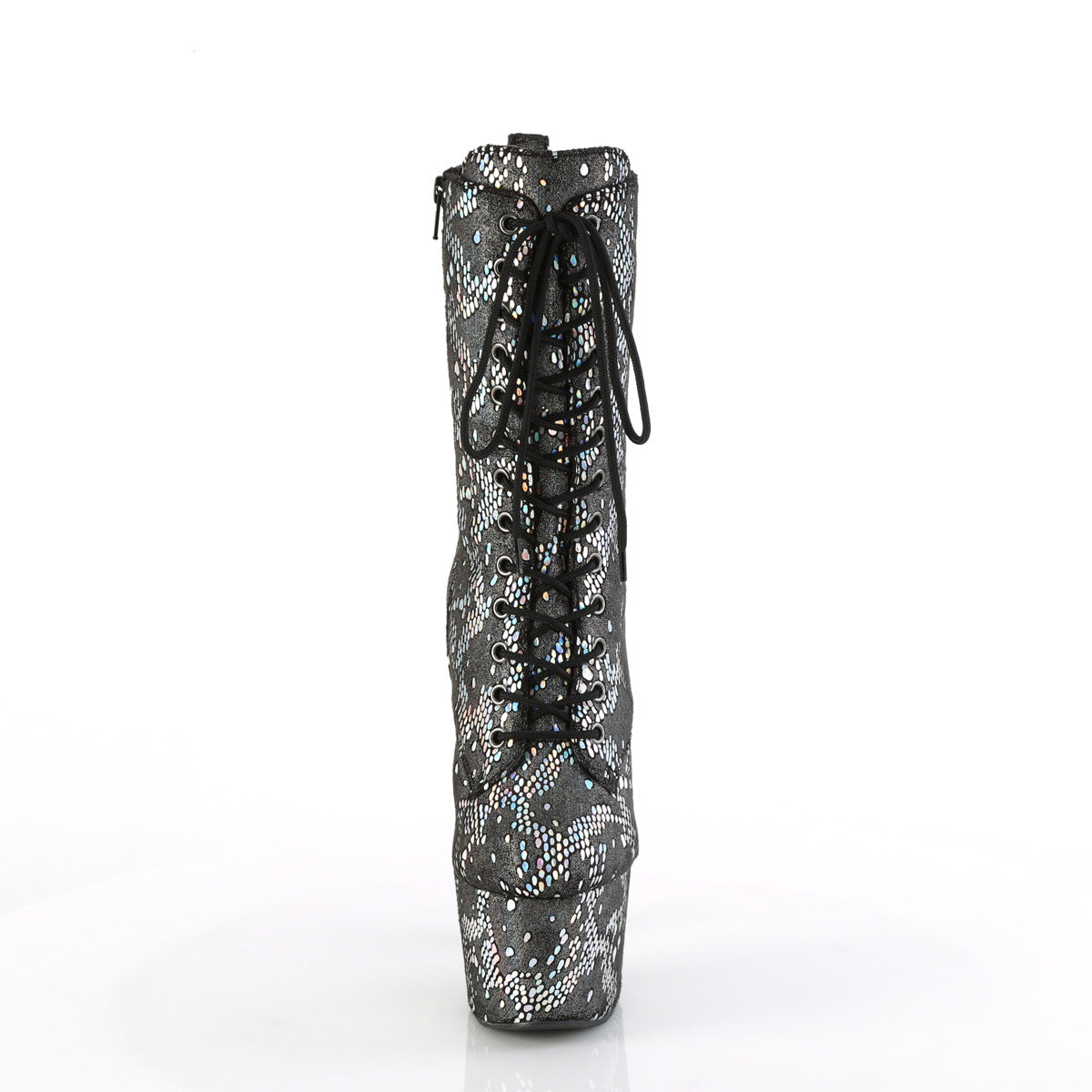 Pleaser   ADORE-1040SPF Silver Metallic Holo Snake Print Fabric/