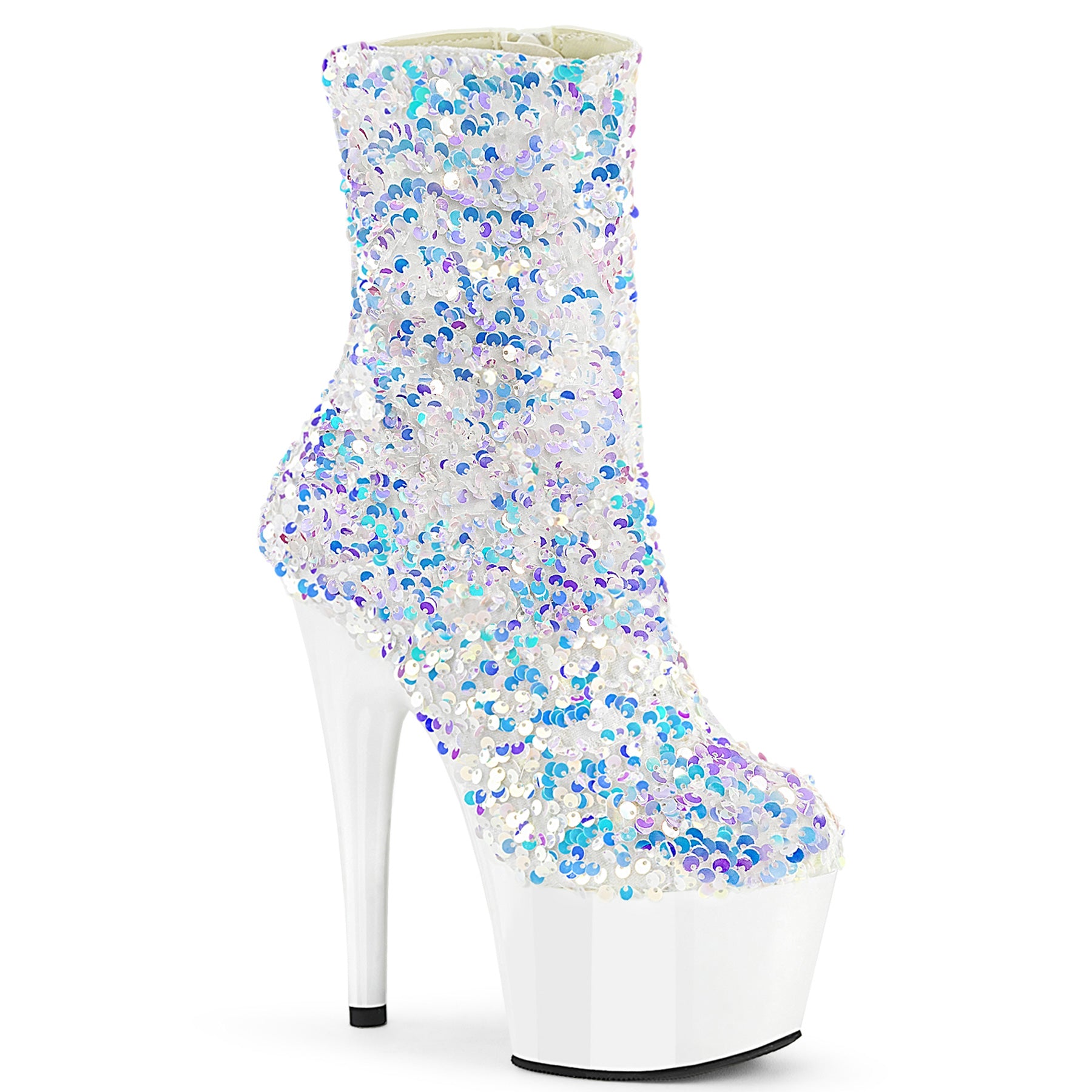 Pleaser   ADORE-1042SQ Wht Multi Sequins/Wht