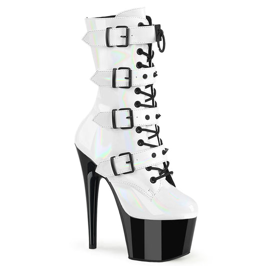 Pleaser   ADORE-1046TT Wht Holo Pat/Blk