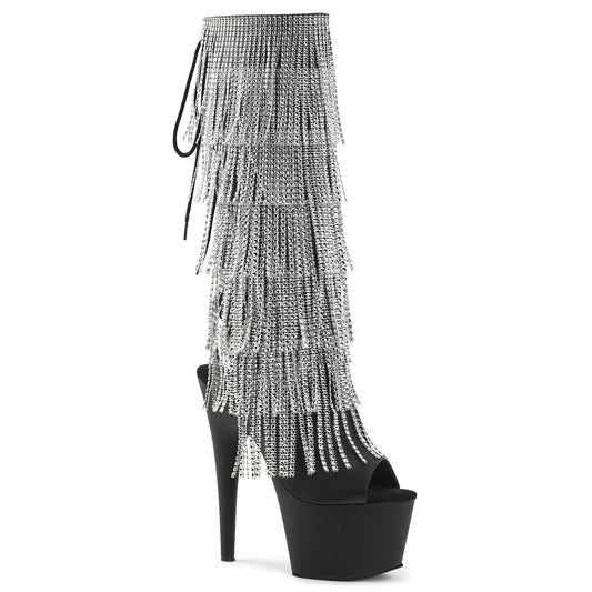 Pleaser Womens Boots ADORE-2024RSF Blk Str Faux Leather/Blk Matte
