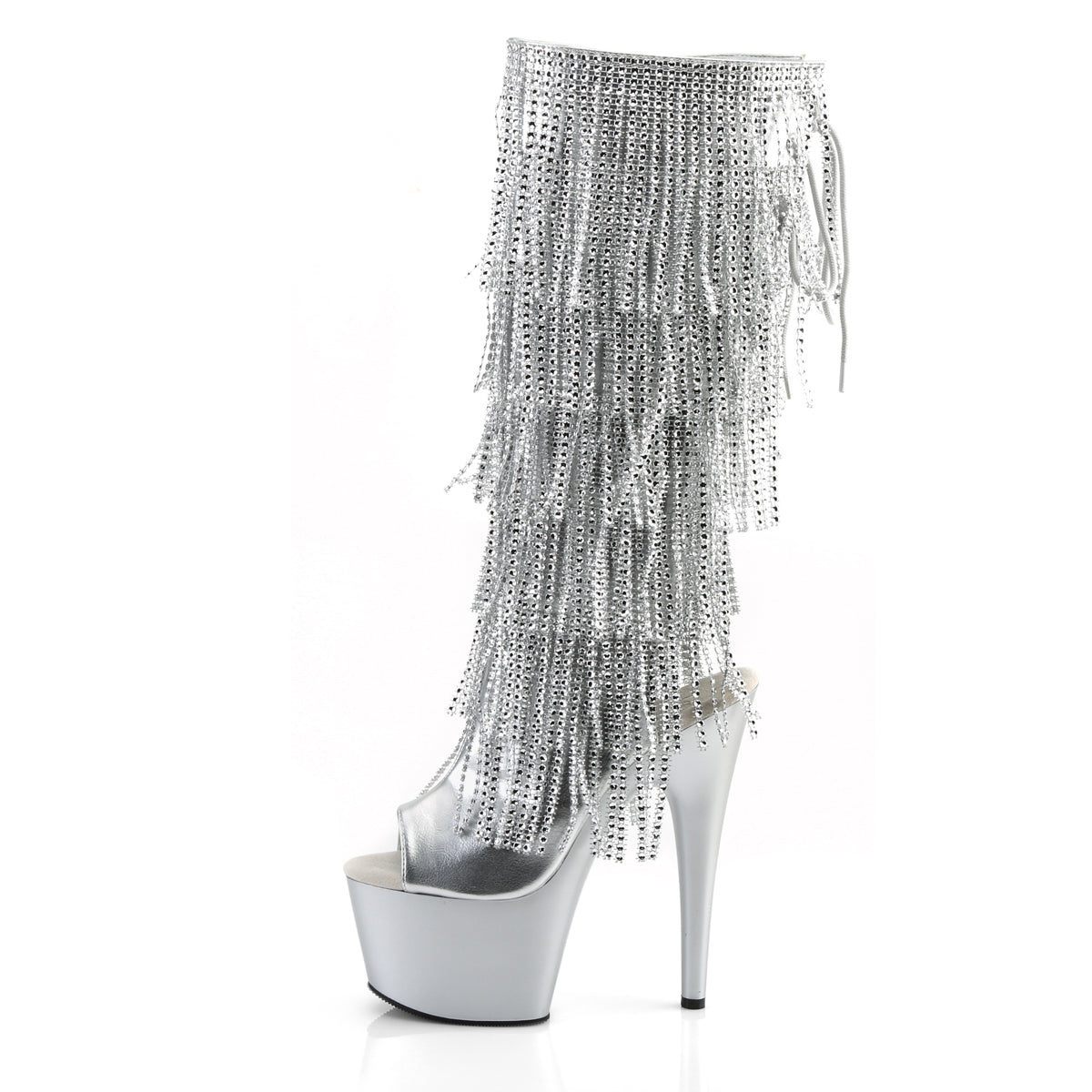 Pleaser Womens Boots ADORE-2024RSF Slv Metallic Pu/Slv Matte