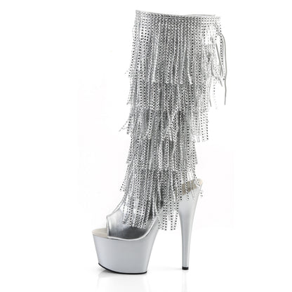 Pleaser Womens Boots ADORE-2024RSF Slv Metallic Pu/Slv Matte