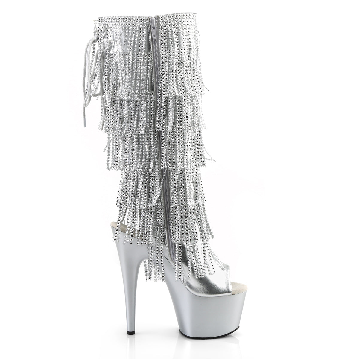 Pleaser Womens Boots ADORE-2024RSF Slv Metallic Pu/Slv Matte