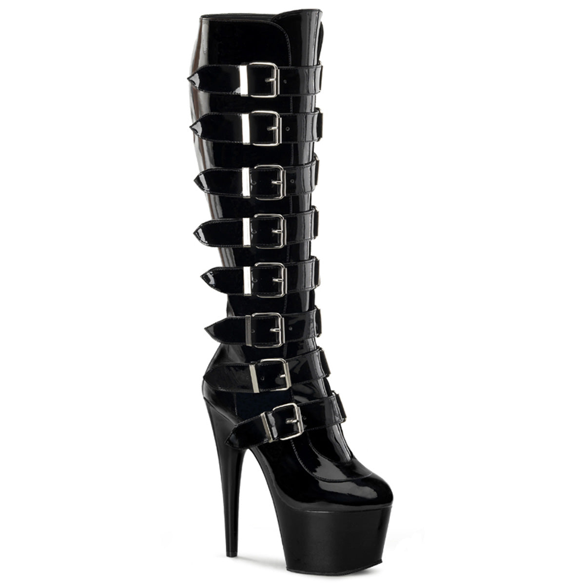 Pleaser Womens Boots ADORE-2043 Blk Pat/Blk