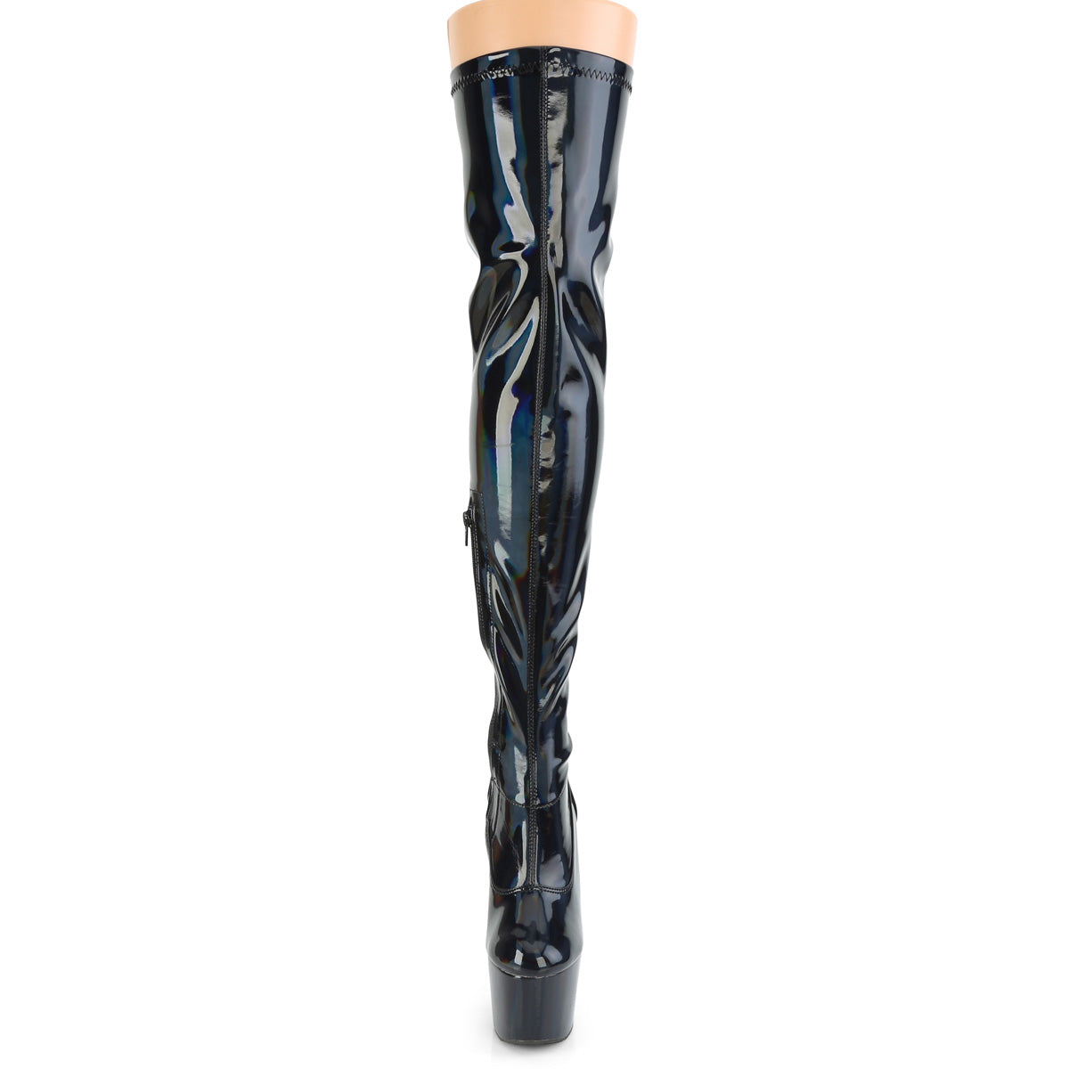 Pleaser Womens Boots ADORE-3000HWR Blk Str. Holo/Blk Holo