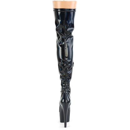 Pleaser Womens Boots ADORE-3000HWR Blk Str. Holo/Blk Holo