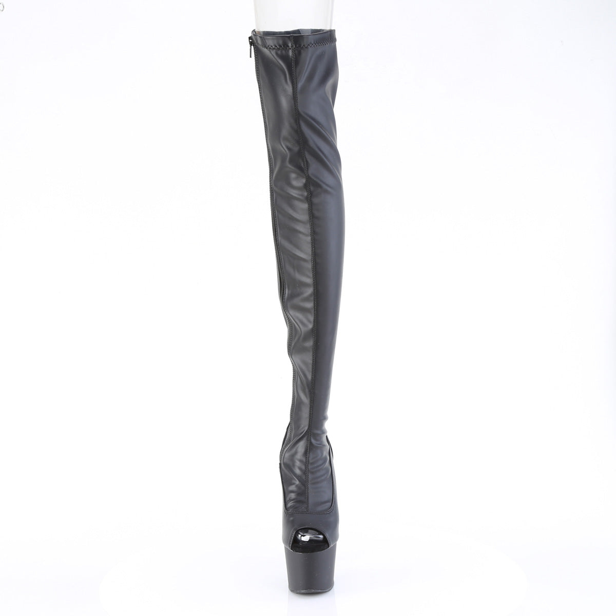 Pleaser   ADORE-3011 Blk Str. Faux Leather/Blk Matte