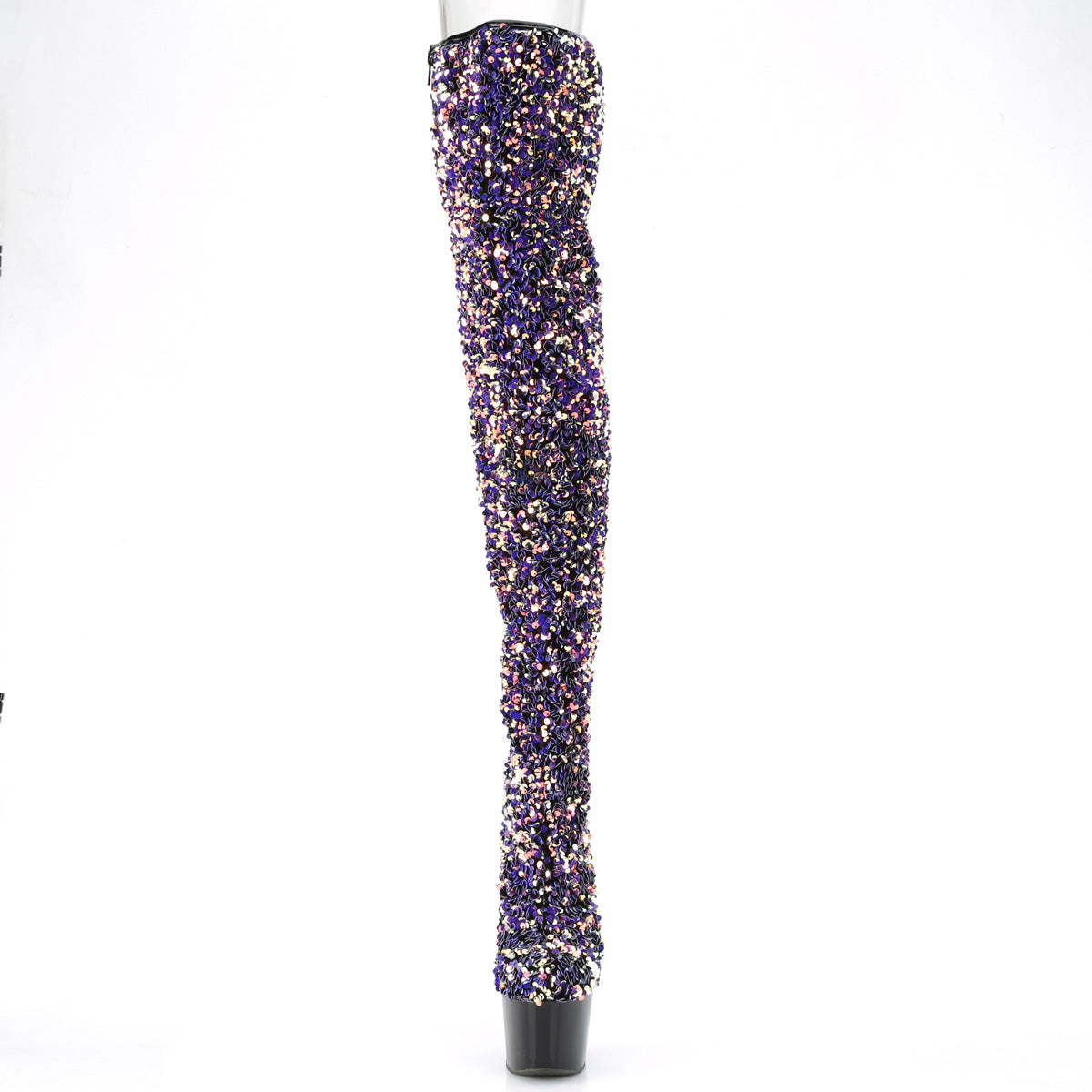 Pleaser Womens Boots ADORE-3020 Purple Multi Sequins/Blk