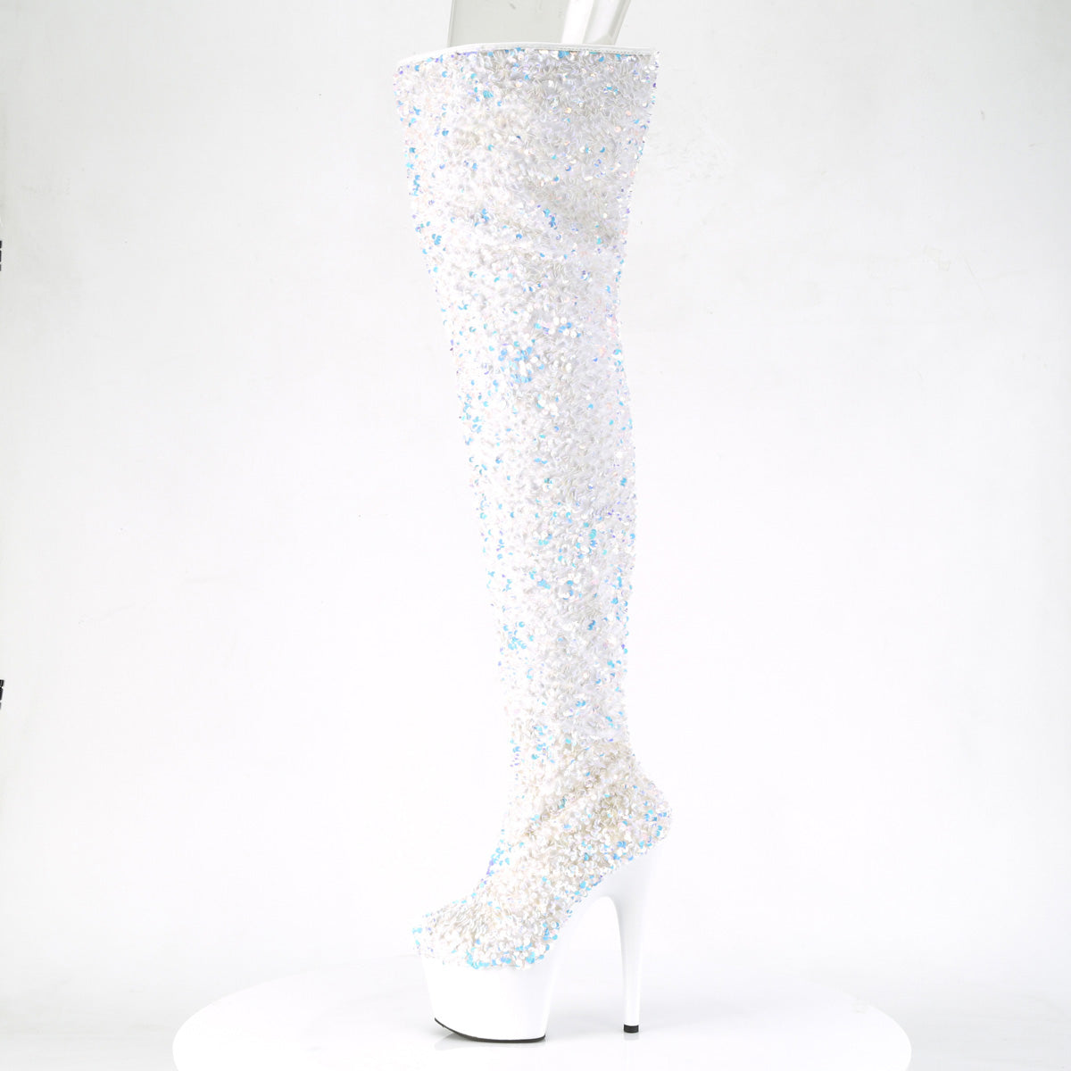 Pleaser Womens Boots ADORE-3020 Wht Multi Sequins/Wht