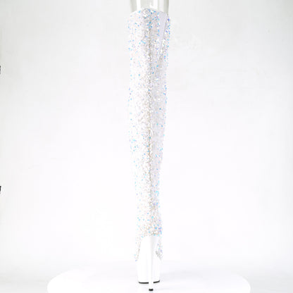 Pleaser Womens Boots ADORE-3020 Wht Multi Sequins/Wht