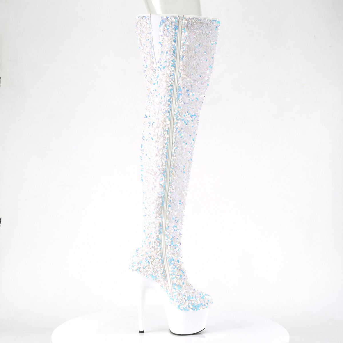 Pleaser Womens Boots ADORE-3020 Wht Multi Sequins/Wht