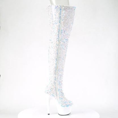 Pleaser Womens Boots ADORE-3020 Wht Multi Sequins/Wht