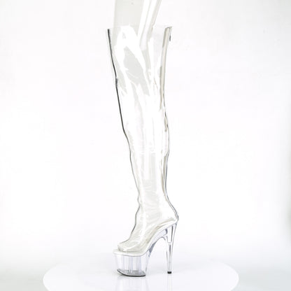 Pleaser Womens Boots ADORE-3021 Clr TPU-Slv Metallic/Clr