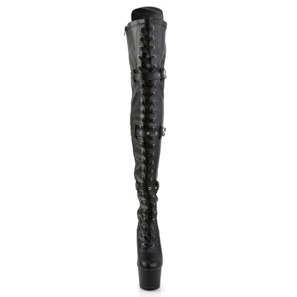 Pleaser Womens Boots ADORE-3028 Blk Str Faux Leather/Blk Matte