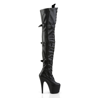 Pleaser Womens Boots ADORE-3028 Blk Str Faux Leather/Blk Matte