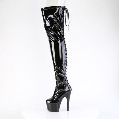Pleaser Women's Platform Shoes ADORE-3850 Blk Str. Pat/Blk