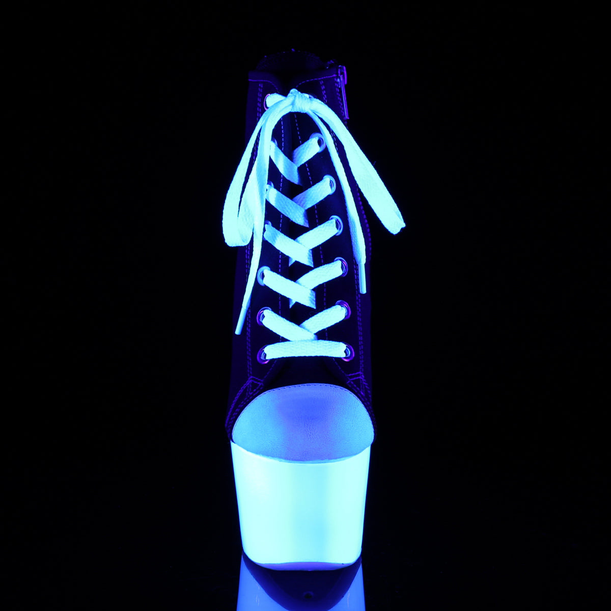 Pleaser Womens Ankle Boots ADORE-700SK-02 Blk Canvas/Neon White