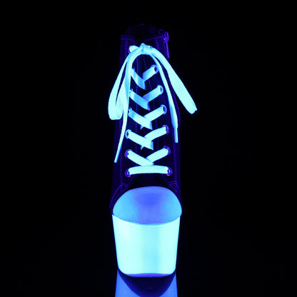 Pleaser Womens Ankle Boots ADORE-700SK-02 Blk Canvas/Neon White