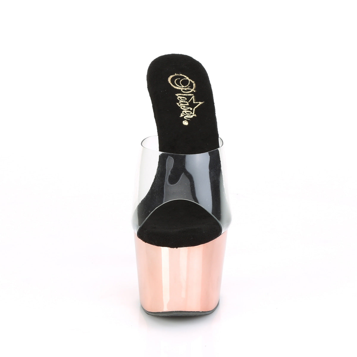 Pleaser Womens Sandals ADORE-701 Clr/Rose Gold Chrome