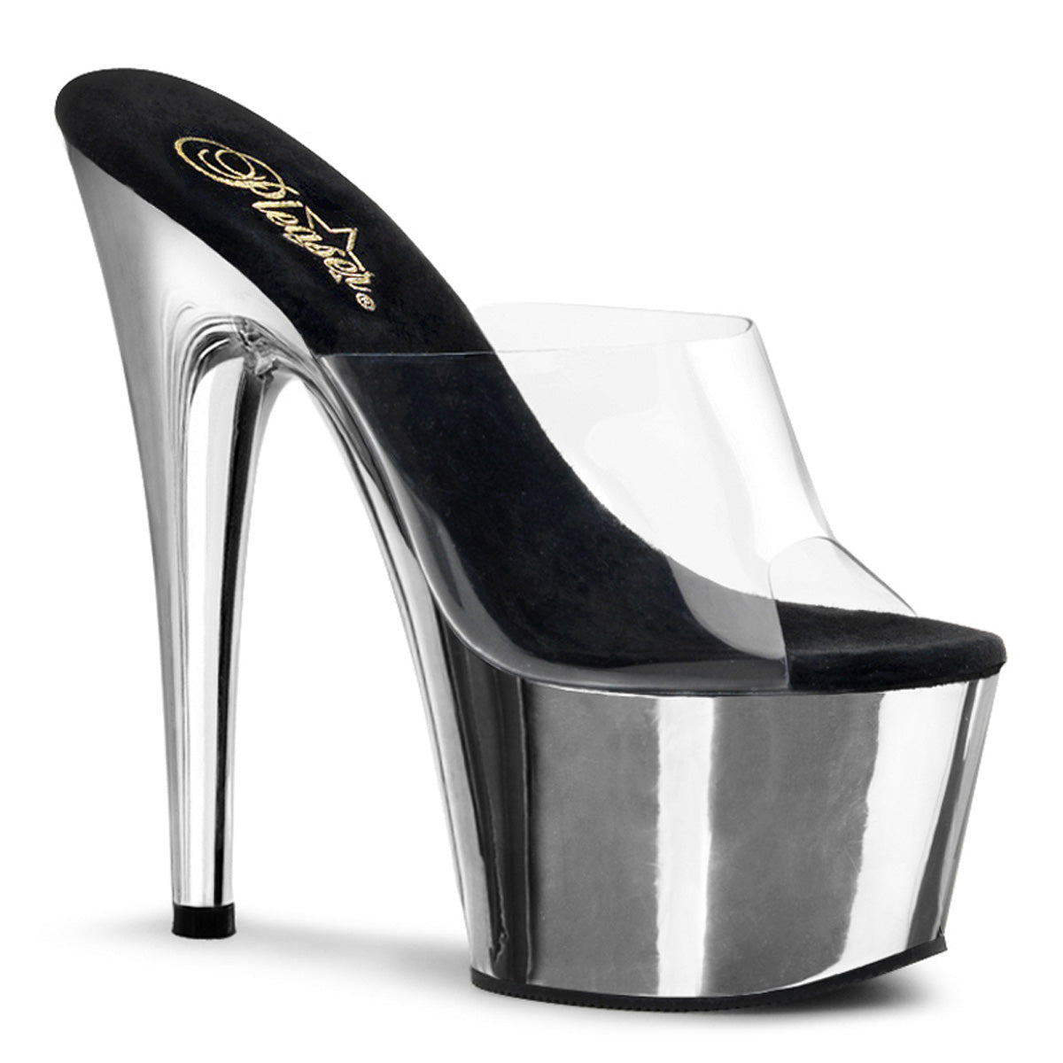 Pleaser Womens Sandals ADORE-701 Clr/Slv Chrome