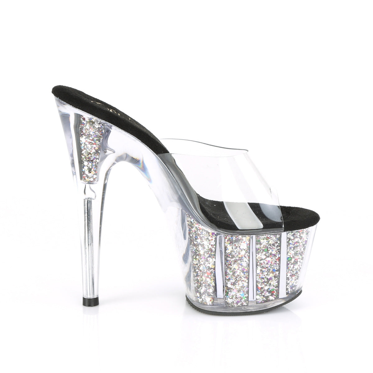 Pleaser Womens Sandals ADORE-701CG Clr/Slv Confetti Glitter