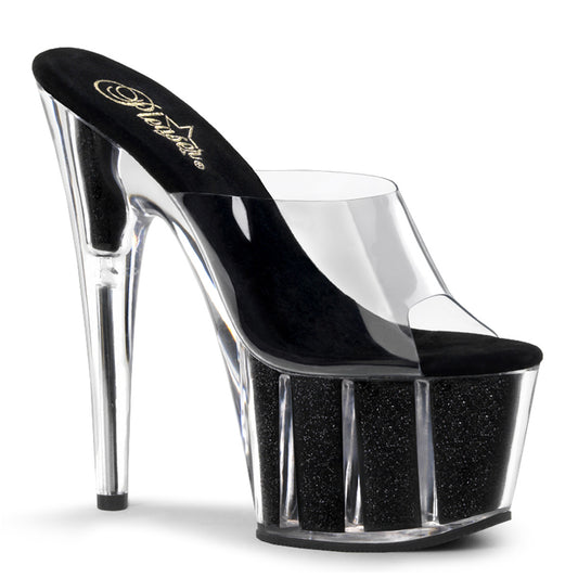 Pleaser Womens Sandals ADORE-701G Clr/Blk Gltr