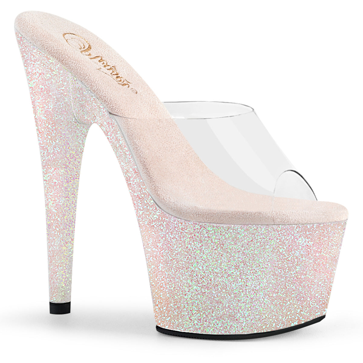 Pleaser Womens Sandals ADORE-701HMG Clr/Opal Multi Mini Glitter