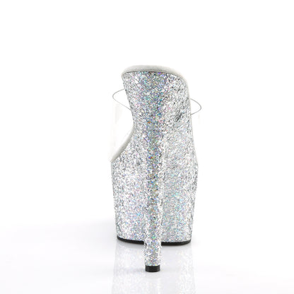 Pleaser Womens Sandals ADORE-701LG Clr/Slv Multi Gltr