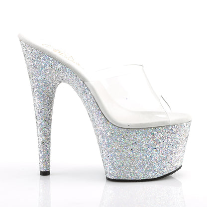 Pleaser Womens Sandals ADORE-701LG Clr/Slv Multi Gltr
