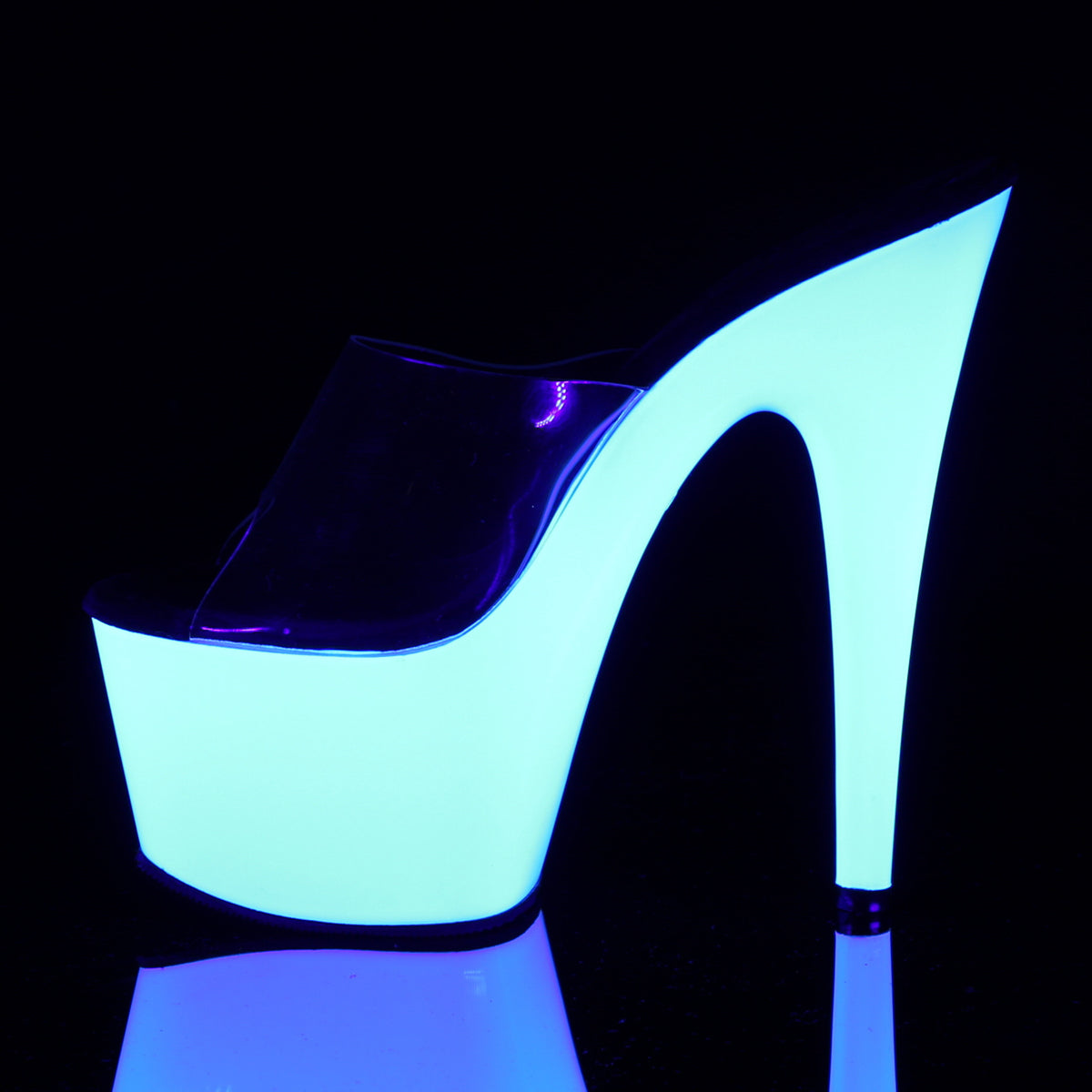 Pleaser Womens Sandals ADORE-701UV Clr/Neon Wht