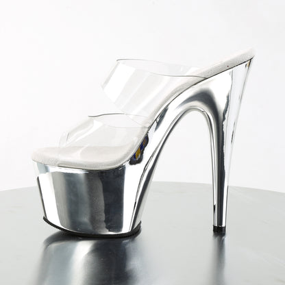 Pleaser Womens Sandals ADORE-702 Clr/Slv Chrome
