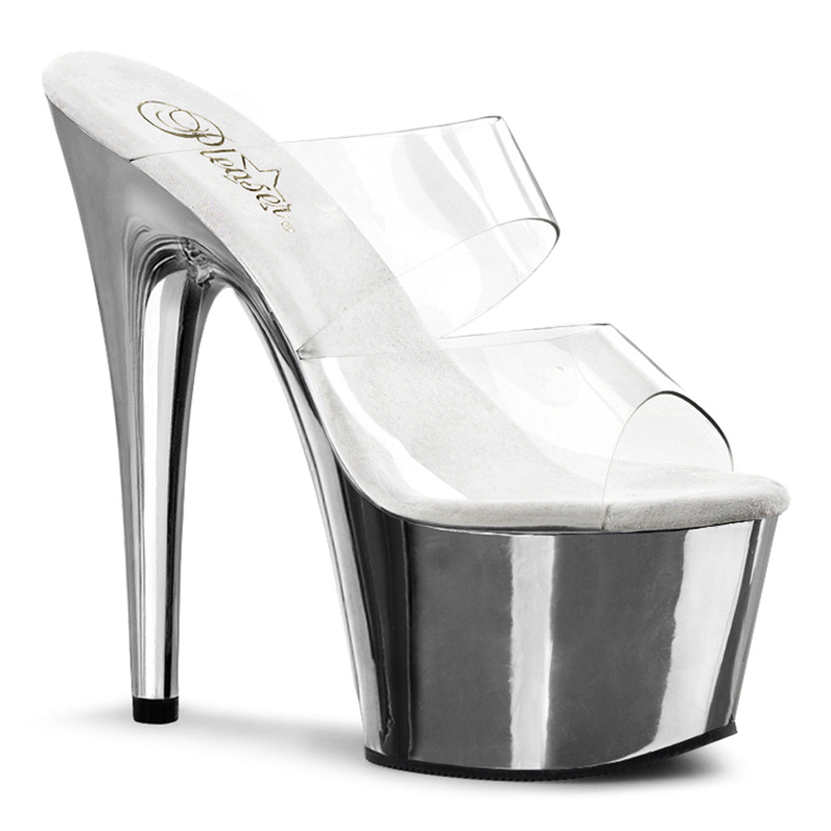 Pleaser Womens Sandals ADORE-702 Clr/Slv Chrome