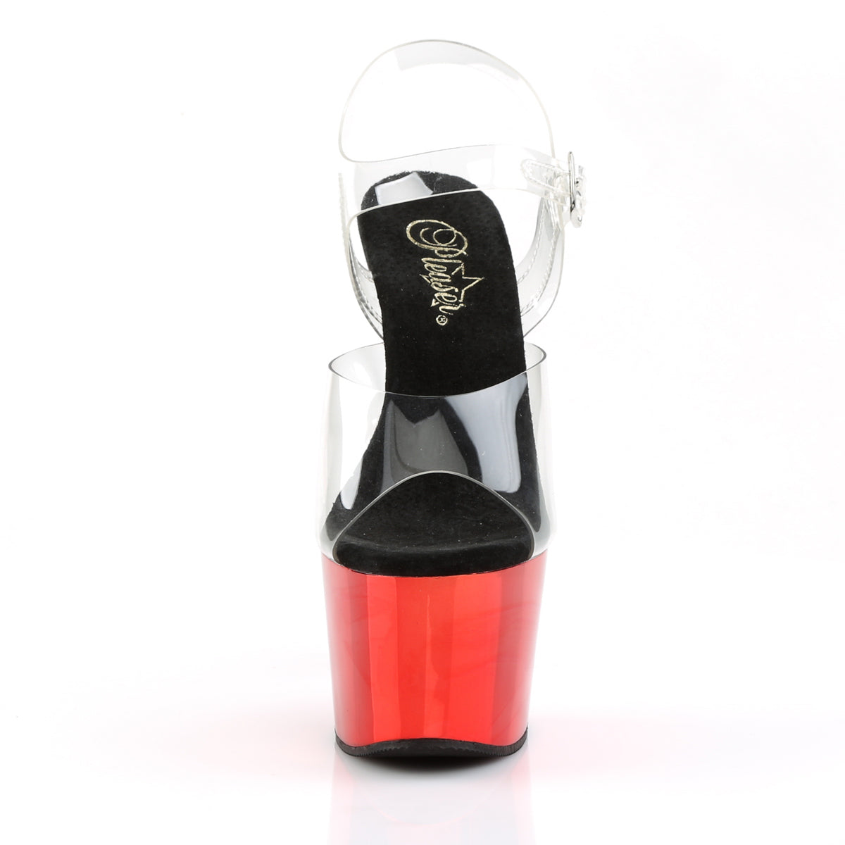 Pleaser Womens Sandals ADORE-708 Clr/Red Chrome
