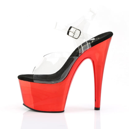 Pleaser Womens Sandals ADORE-708 Clr/Red Chrome