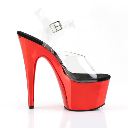 Pleaser Womens Sandals ADORE-708 Clr/Red Chrome