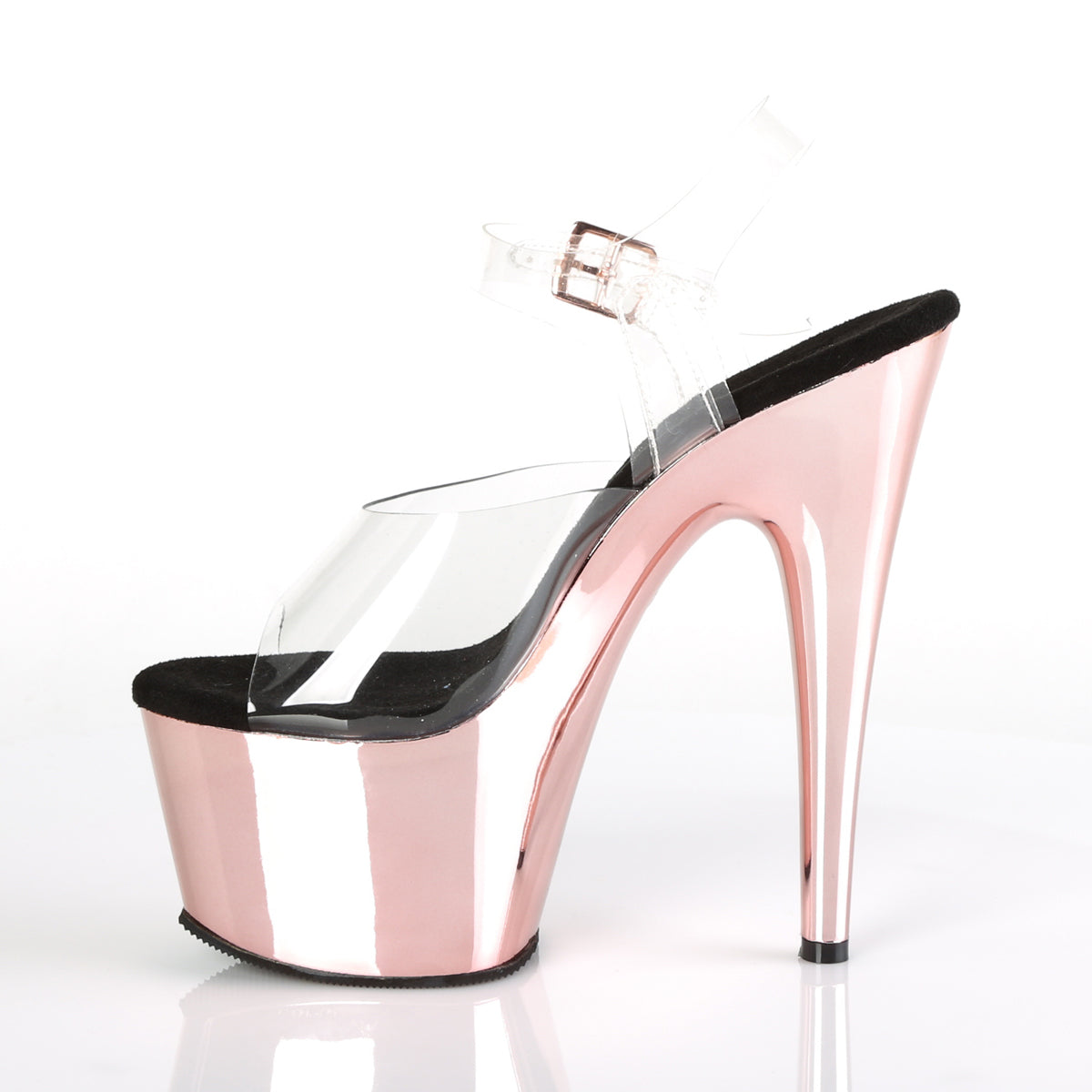 Pleaser Womens Sandals ADORE-708 Clr/Rose Gold Chrome