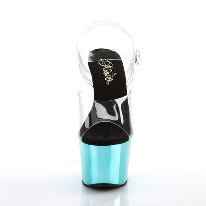 Pleaser Womens Sandals ADORE-708 Clr/Turquoise  Chrome