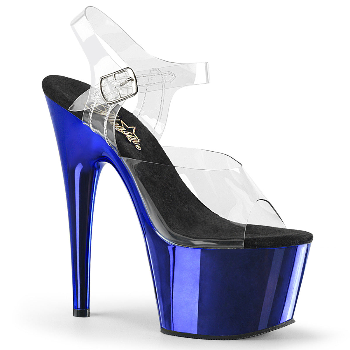 Pleaser Womens Sandals ADORE-708 Clr/Blue Chrome